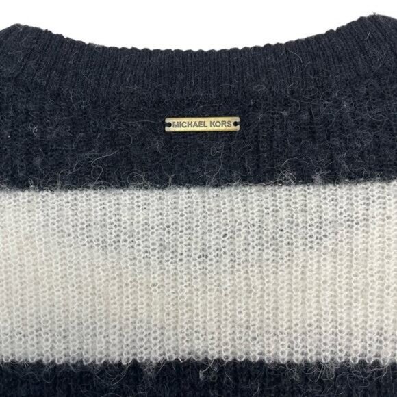 Michael Kors Womens Striped Alpaca Wool Fuzzy Relaxed Fit Sweater Size Medium - Picture 6 of 6